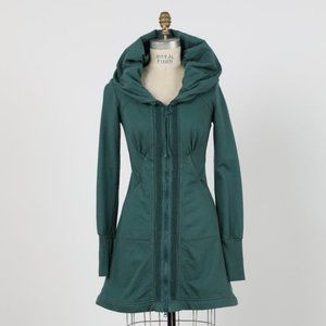Prairie Underground Ribbon Victorian Long Zip Sweatshirt Hoodie in Emerald